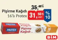 PROTEX PİŞİRME KAĞIDI 16’LI fiyat ve kampanya bilgisi